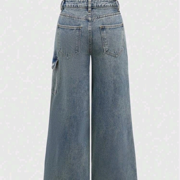 Women's Loose Fit Wide Leg Jeans With Bowknot Belt Design, Casual Style - Picture 2 of 4